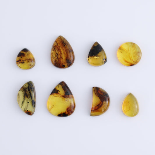 Chiapas Mexico Amber Cabs Set of 8 - Expert Wholesale and Supplier of Wholesale Crystals & Bulk Gemstones, ["Amber","Cabs","Chiapas Amber","Mexico"]