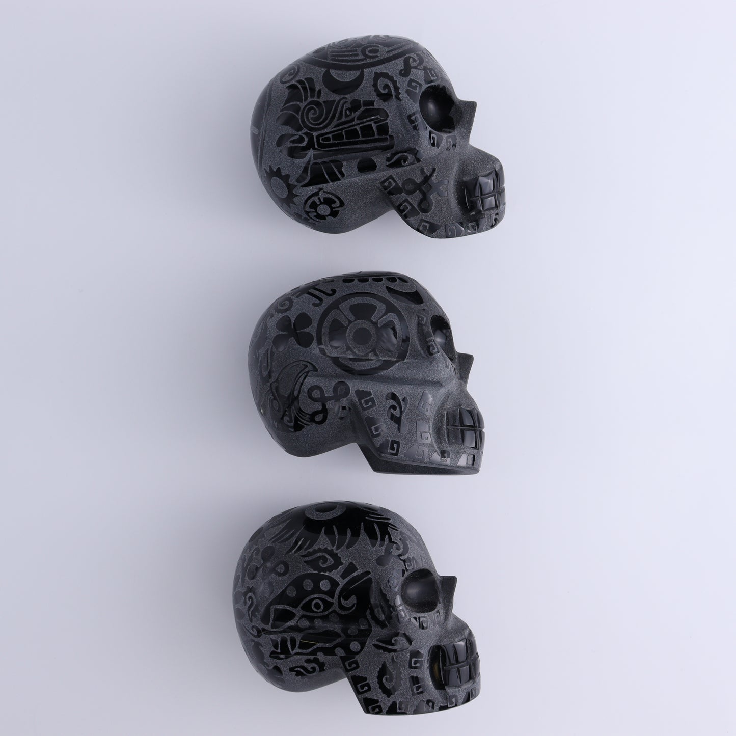 Obsidian Skulls Set of 3 - Expert Wholesale and Supplier of Wholesale Crystals & Bulk Gemstones, ["Mexico","Obsidian","Skulls"]