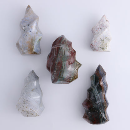 Ocean Jasper Flames Set of 5 - Expert Wholesale and Supplier of Wholesale Crystals & Bulk Gemstones, ["close_30","flames","jasper","Madagascar","Ocean Jasper"]