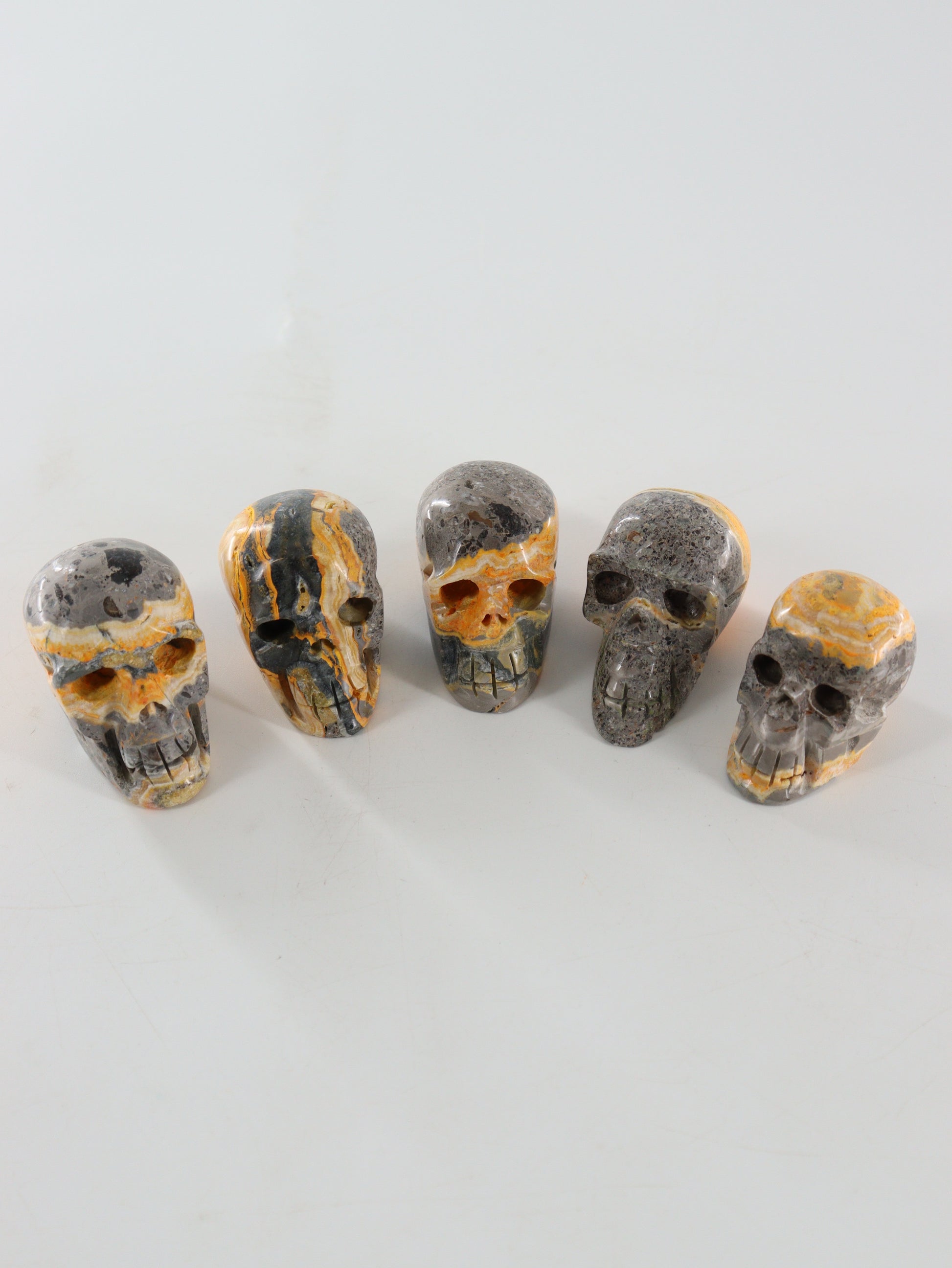 Bumblebee Jasper Skulls Set of 5 - Expert Wholesale and Supplier of Wholesale Crystals & Bulk Gemstones, []