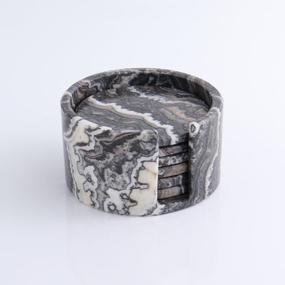 Coaster Set Mexican Onyx/Calcite Black Zebra