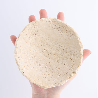 [NEEDS PRICE] One Travertine Bowl Small (12 cm) - Expert Wholesale and Supplier of Wholesale Crystals & Bulk Gemstones, ["bowl","Catalog Onyx","Decorative Dish","Mexico","Travertine"]