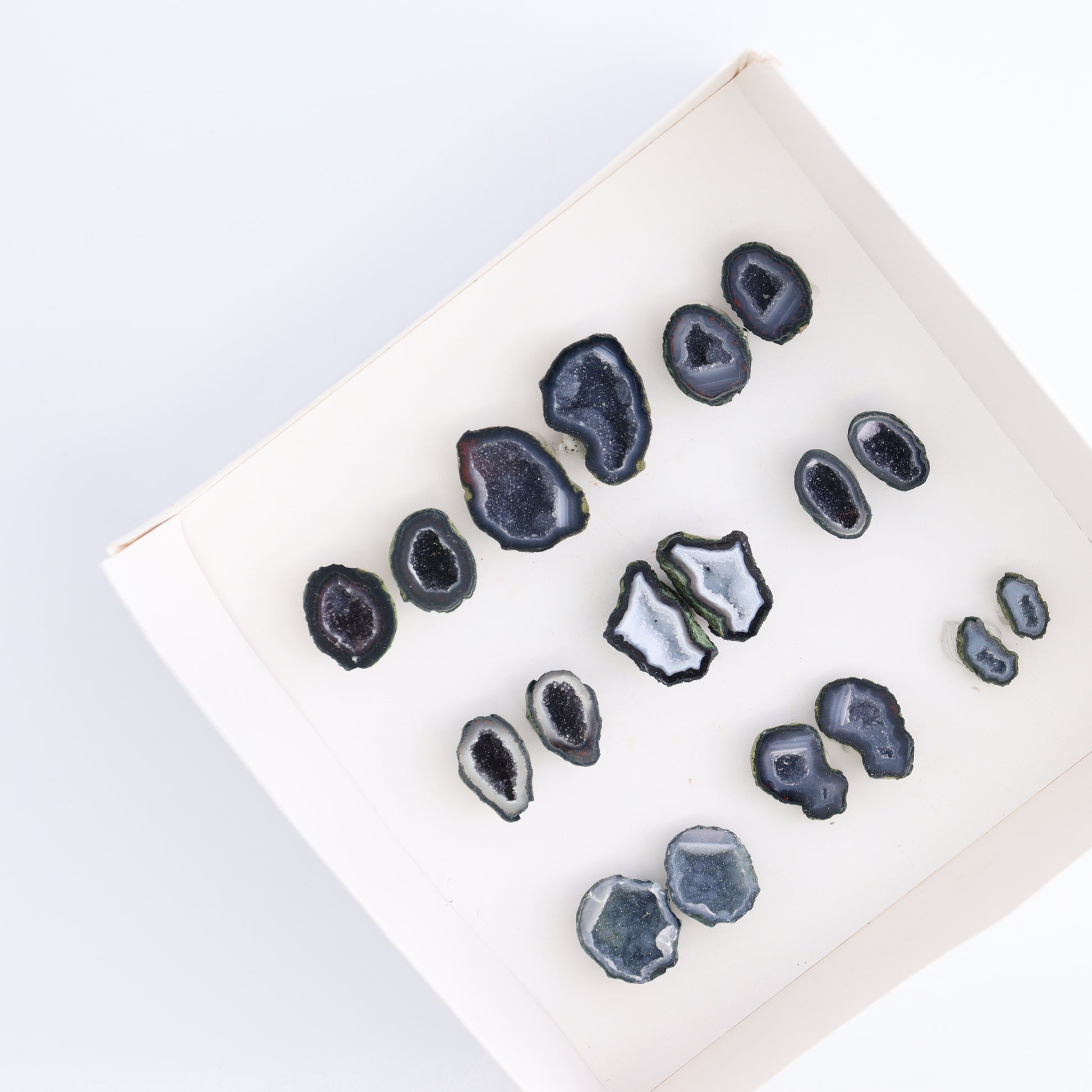 Tabasco Geodes 9 Pairs - Expert Wholesale and Supplier of Wholesale Crystals & Bulk Gemstones, ["Geodes","Tabasco Geode"]
