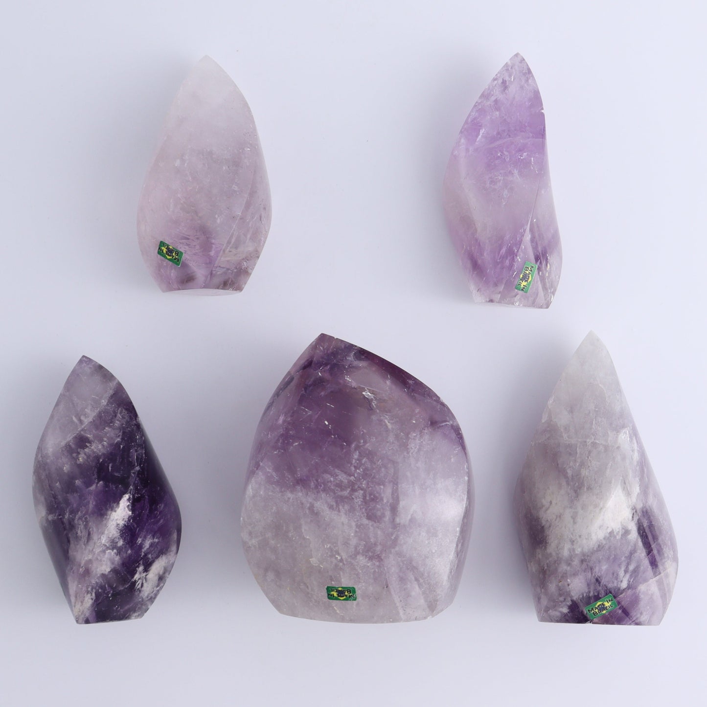 Imperfect Amethyst Flames Set of 5 - Expert Wholesale and Supplier of Wholesale Crystals & Bulk Gemstones, ["Amethyst","Brazil","close_30","flames"]