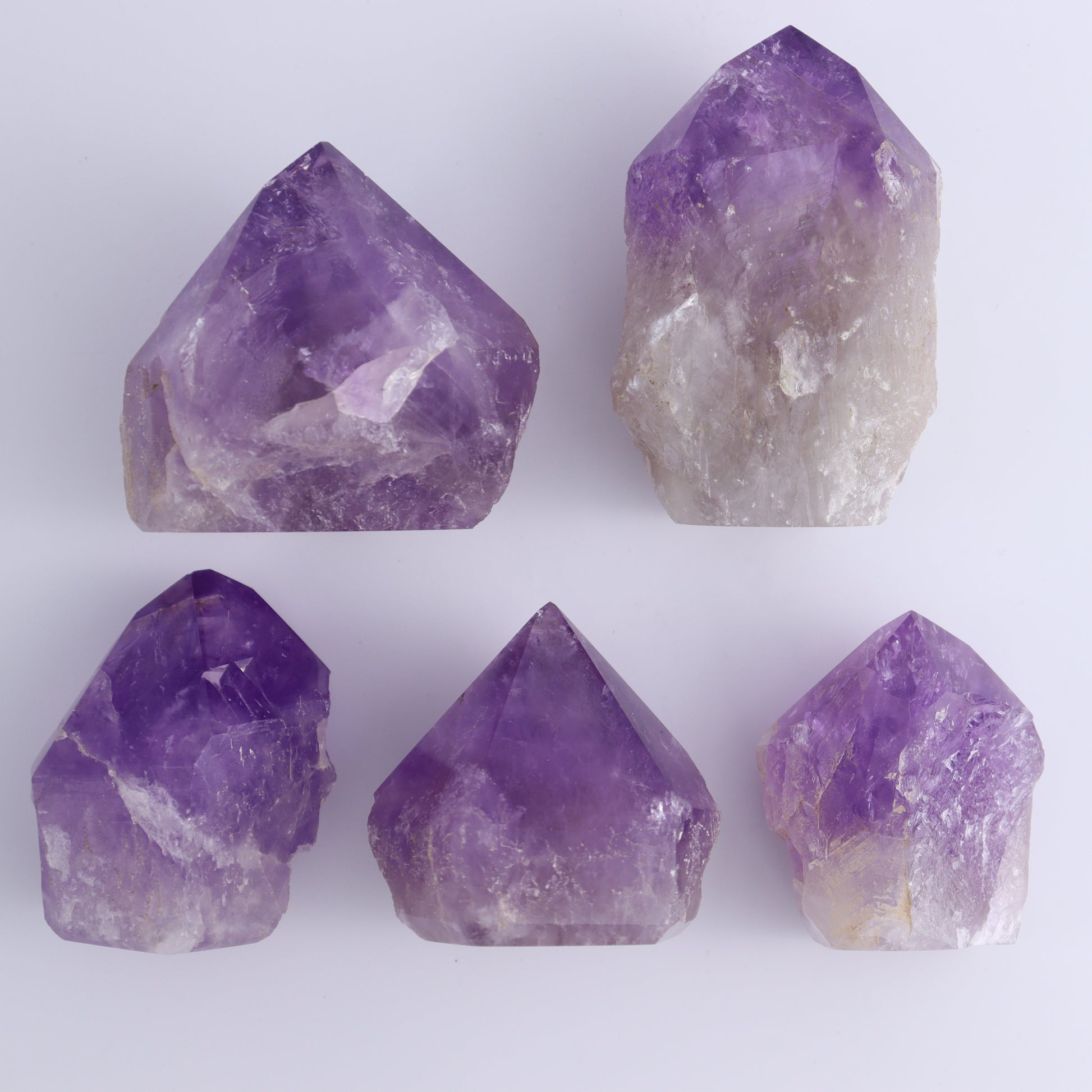 Amethyst Tops Polished Set of 5 - Expert Wholesale and Supplier of Wholesale Crystals & Bulk Gemstones, ["Amethyst","Brazil","Top Polished"]