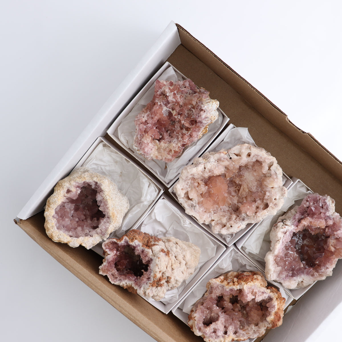 Pink Amethyst Geodes Set of 6