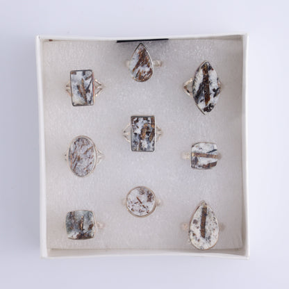 Astrophyllite Rings Set of 9 - Expert Wholesale and Supplier of Wholesale Crystals & Bulk Gemstones, ["Astrophyllite","close_50","India","Ring","rings","sterling silver"]
