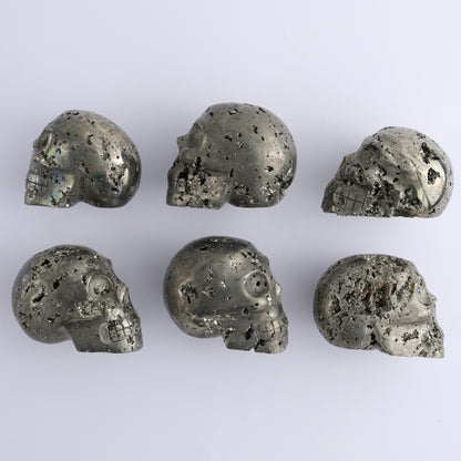 Pyrite Skulls Set of 6 - Expert Wholesale and Supplier of Wholesale Crystals & Bulk Gemstones, ["Hearts","Peru","Pyrite"]