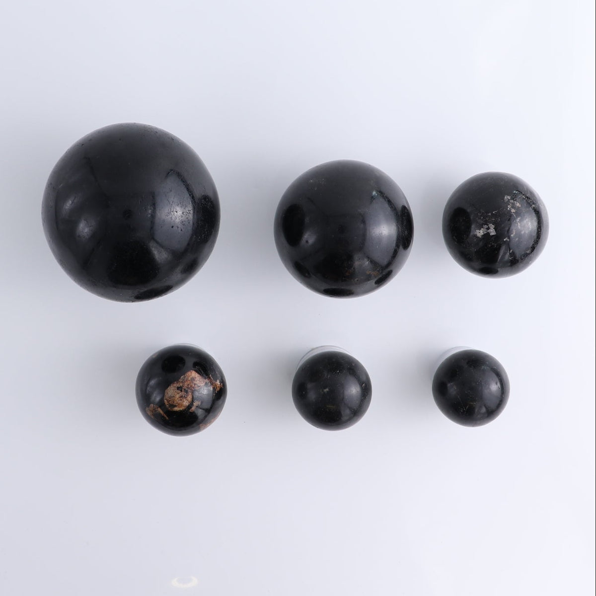 Black Tourmaline Spheres Set of 6