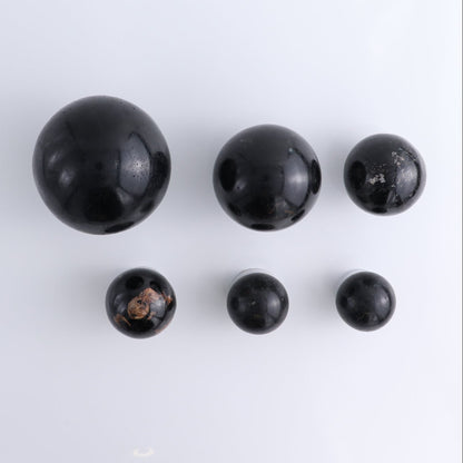 Black Tourmaline Spheres Set of 6