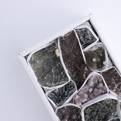 Uruguay Amethyst Clusters with Formations Flat of 12 - Expert Wholesale and Supplier of Wholesale Crystals & Bulk Gemstones, ["Amethyst","Calcite","Clusters","Formations","Uruguay"]