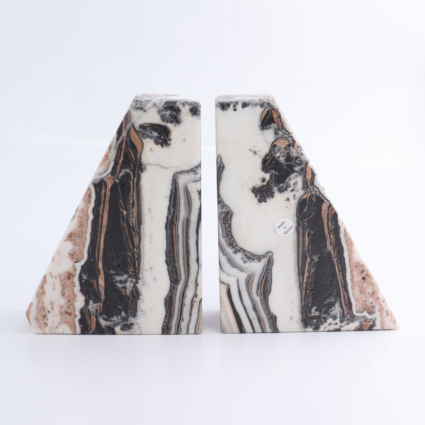 One Pair of Mexican Onyx/Calcite Pink & White Zebra Polished Bookend - Expert Wholesale and Supplier of Wholesale Crystals & Bulk Gemstones, ["Bookends","Calcite","Catalog Onyx","Mexico","onyx"]