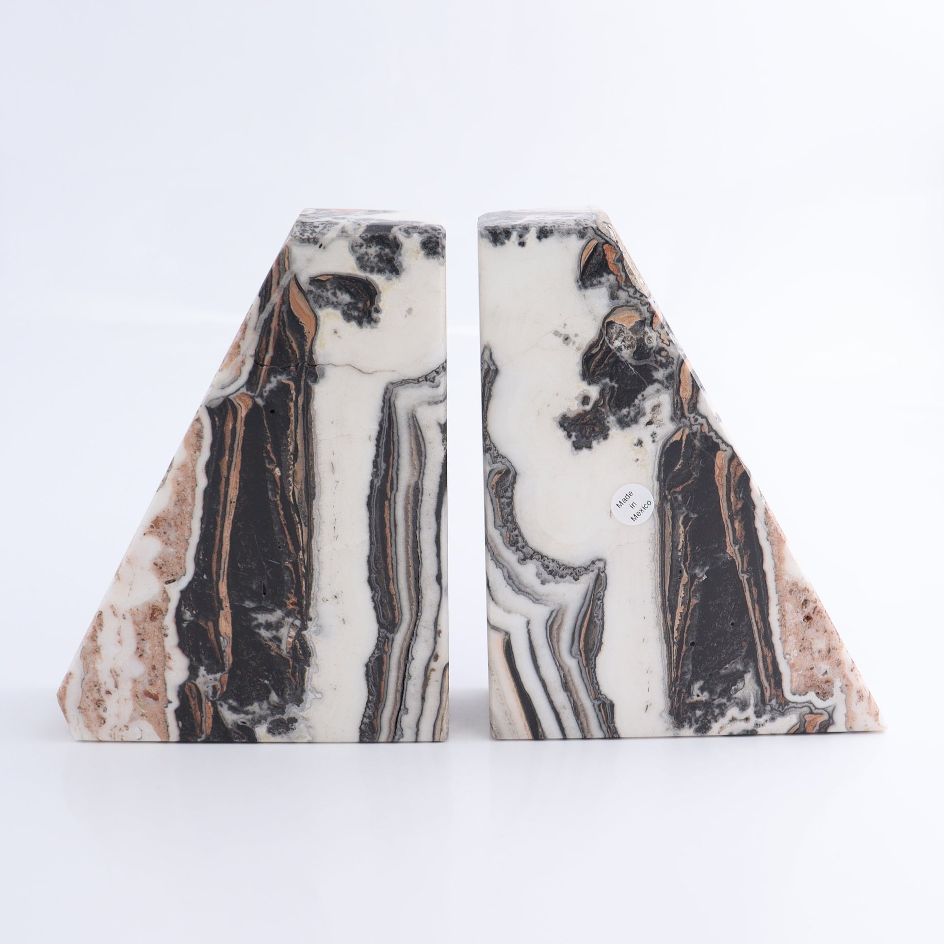 One Pair of Mexican Onyx/Calcite Pink & White Zebra Polished Bookend - Expert Wholesale and Supplier of Wholesale Crystals & Bulk Gemstones, ["Bookends","Calcite","Catalog Onyx","Mexico","onyx"]