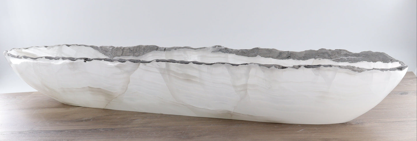 Mexican Onyx/Calcite Canoe Bowl