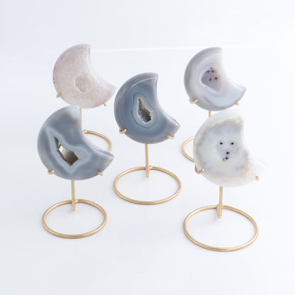 Agate Moons with Stand Set of 5