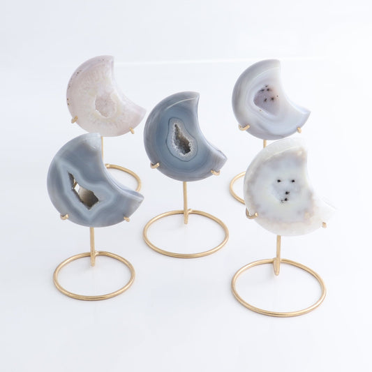 Agate Moons with Stand Set of 5