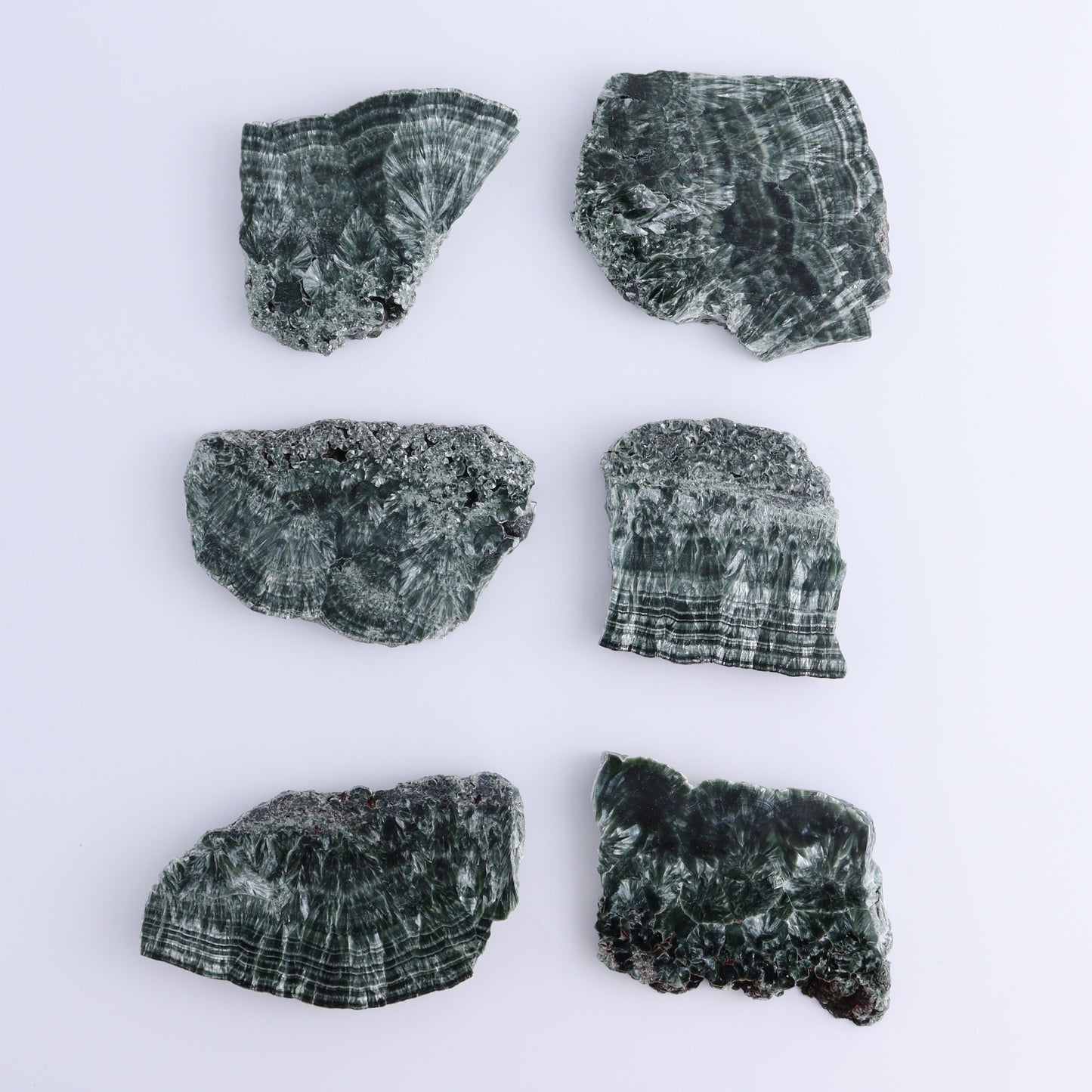 Seraphinite Slices Set of 6 - Expert Wholesale and Supplier of Wholesale Crystals & Bulk Gemstones, ["Russia","Seraphinite","Slices and Slabs"]
