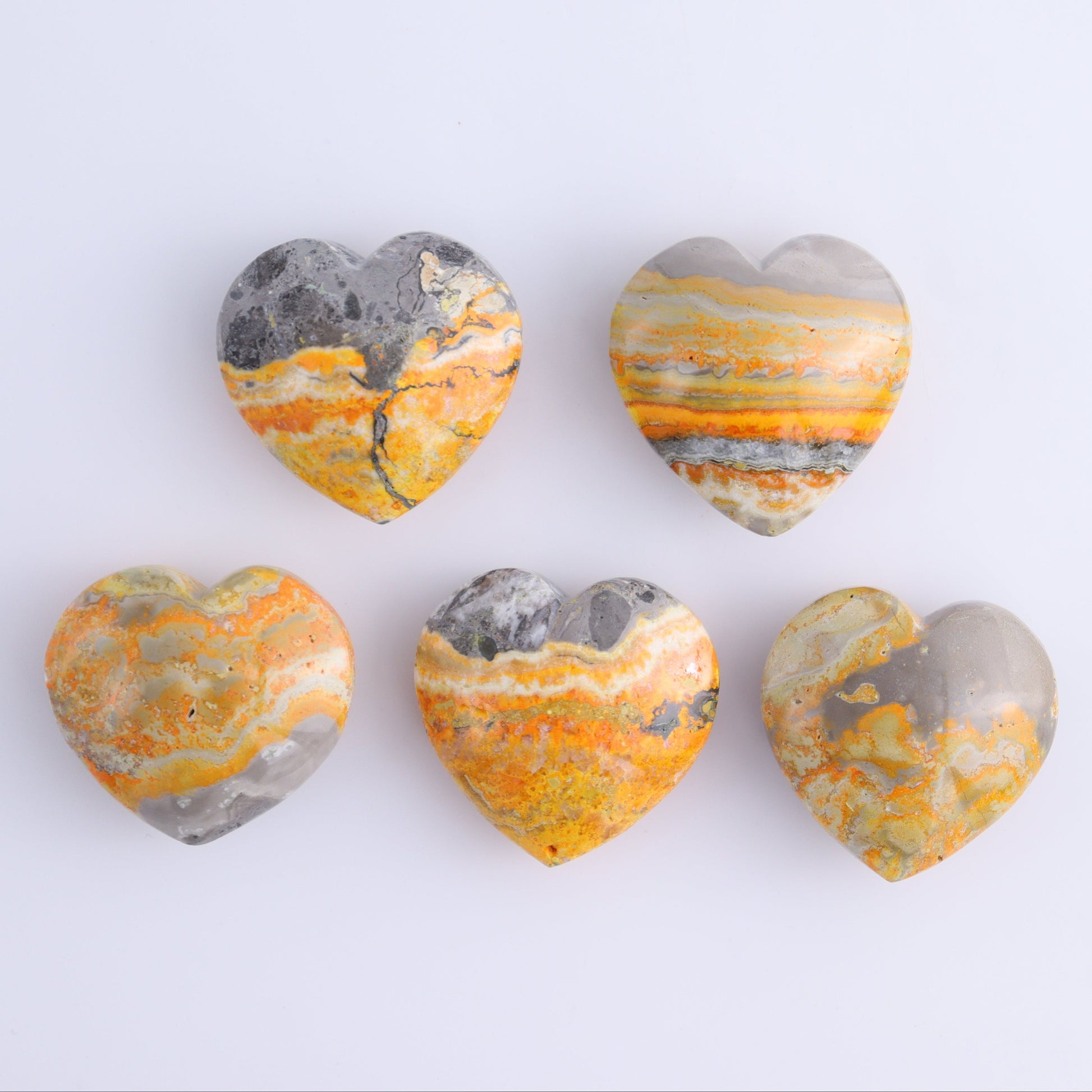 Bumblebee Jasper Hearts Set of 5 - Expert Wholesale and Supplier of Wholesale Crystals & Bulk Gemstones, ["Bumblebee Jasper","close_50","Hearts","jasper"]