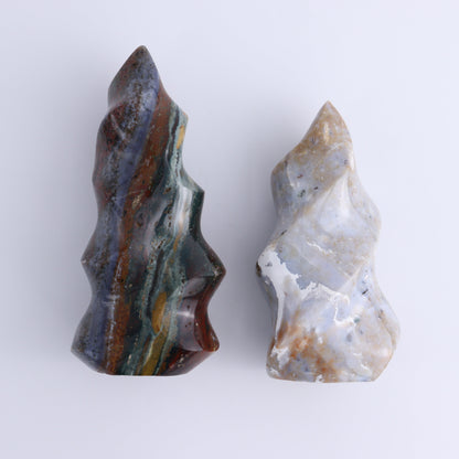 Ocean Jasper Flames Set of 5 - Expert Wholesale and Supplier of Wholesale Crystals & Bulk Gemstones, ["close_30","flames","jasper","Madagascar","Ocean Jasper"]