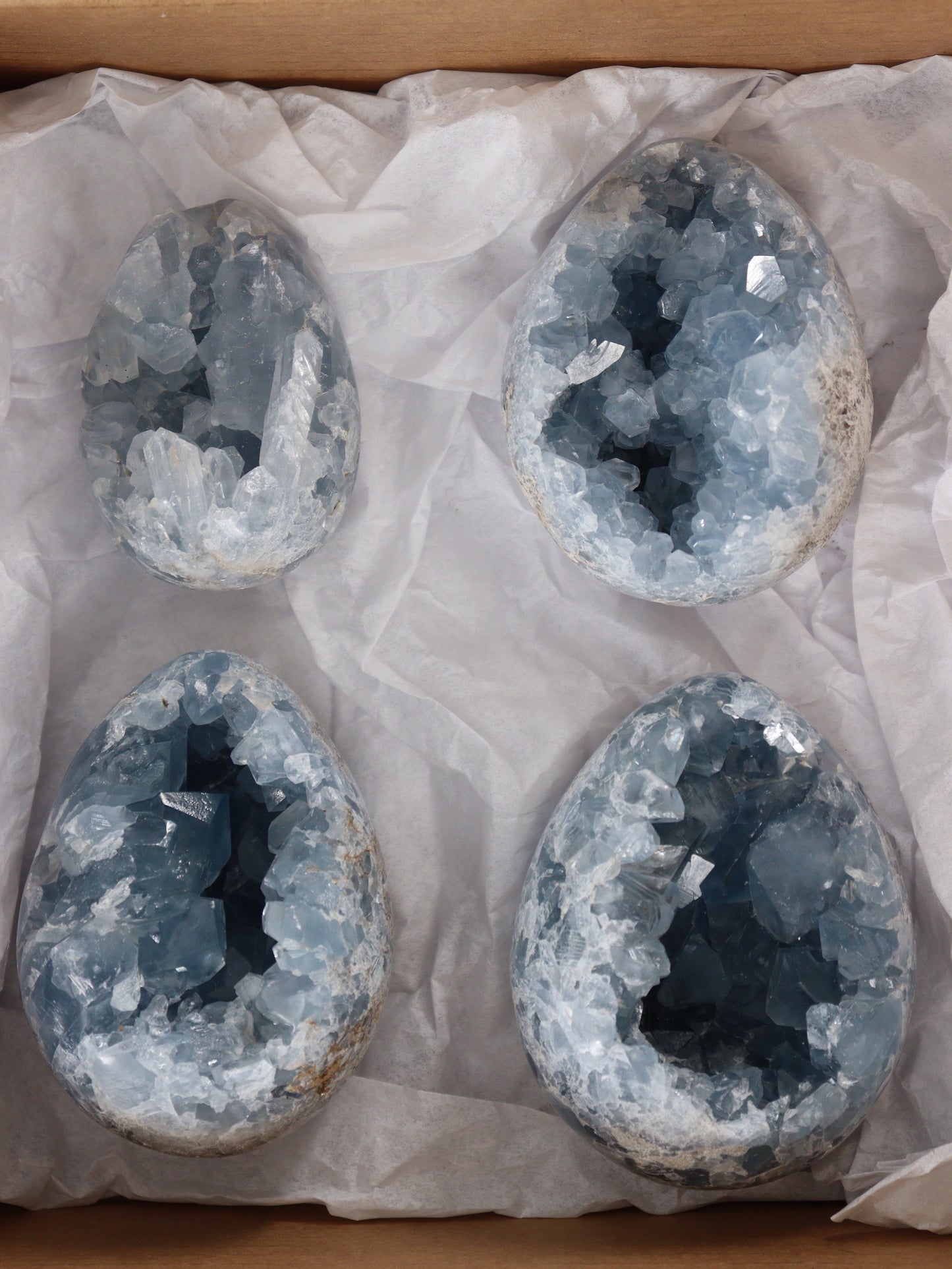 Celestite Eggs Set of 4 - Expert Wholesale and Supplier of Wholesale Crystals & Bulk Gemstones, []