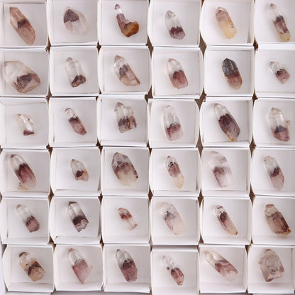 Hematite Phantom in Quartz Points Set of 54 - Expert Wholesale and Supplier of Wholesale Crystals & Bulk Gemstones, ["Hematite","Hematite Phantom","Quartz"]