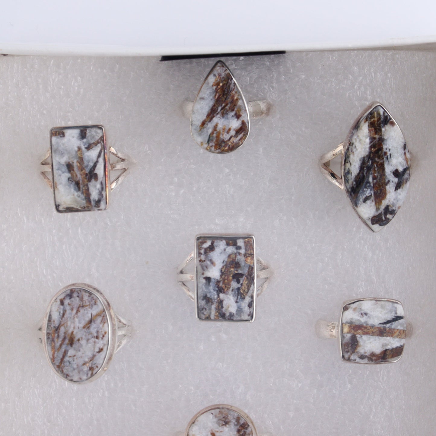 Astrophyllite Rings Set of 9 - Expert Wholesale and Supplier of Wholesale Crystals & Bulk Gemstones, ["Astrophyllite","close_50","India","Ring","rings","sterling silver"]