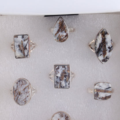 Astrophyllite Rings Set of 9 - Expert Wholesale and Supplier of Wholesale Crystals & Bulk Gemstones, ["Astrophyllite","close_50","India","Ring","rings","sterling silver"]