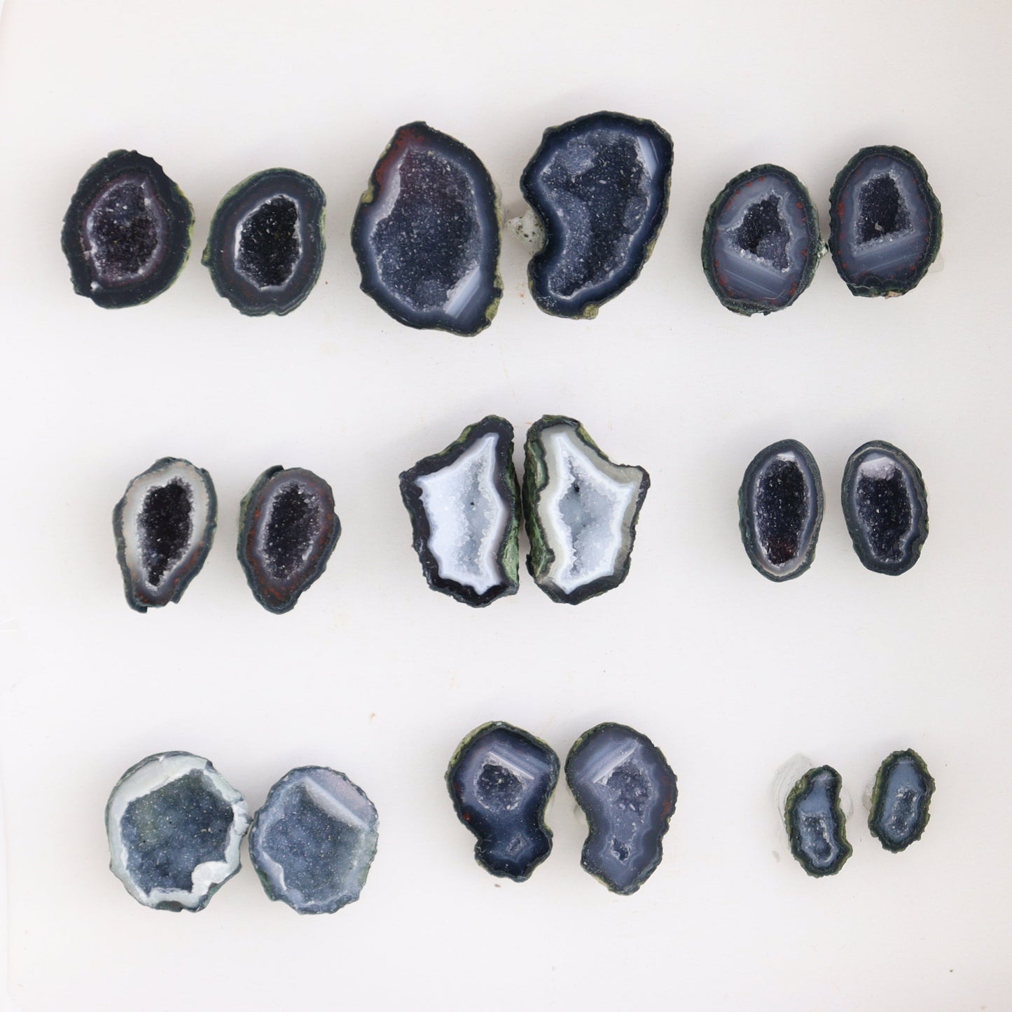 Tabasco Geodes 9 Pairs - Expert Wholesale and Supplier of Wholesale Crystals & Bulk Gemstones, ["Geodes","Tabasco Geode"]