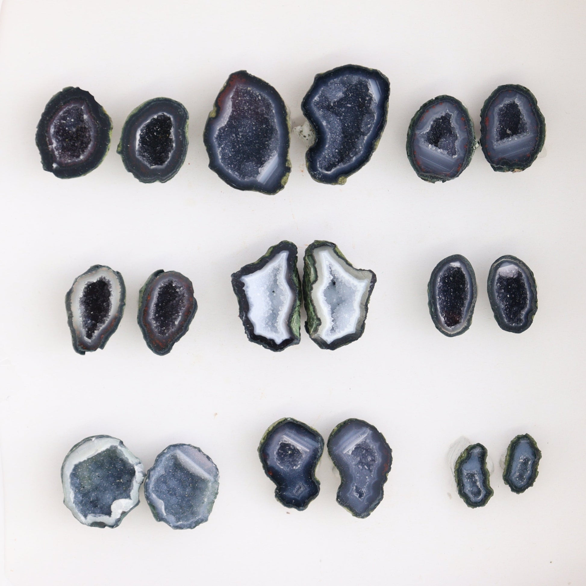 Tabasco Geodes 9 Pairs - Expert Wholesale and Supplier of Wholesale Crystals & Bulk Gemstones, ["Geodes","Tabasco Geode"]