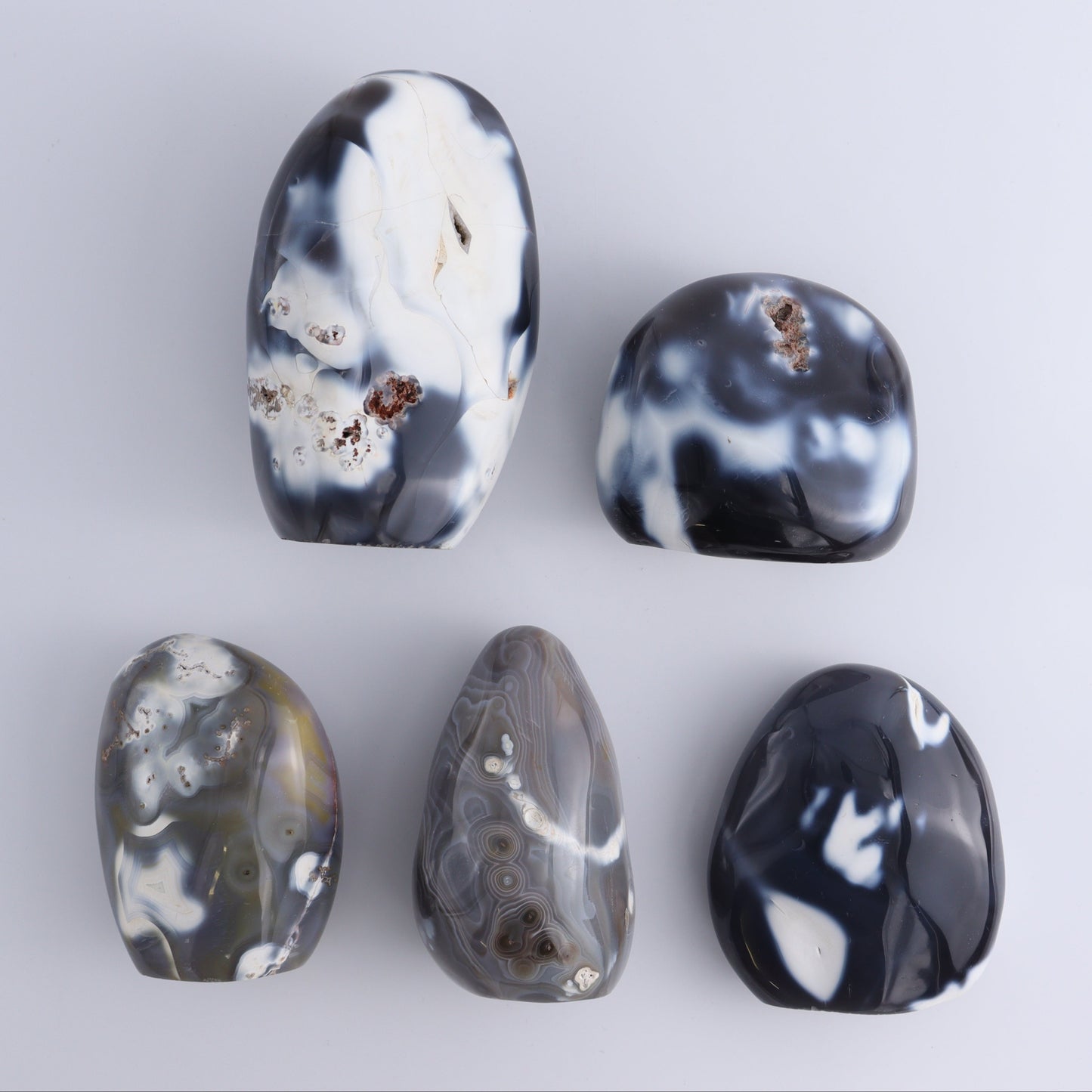 Orca Agate Freeform Set of 5 - Expert Wholesale and Supplier of Wholesale Crystals & Bulk Gemstones, ["Freeforms","Madagascar","Orca Agate"]