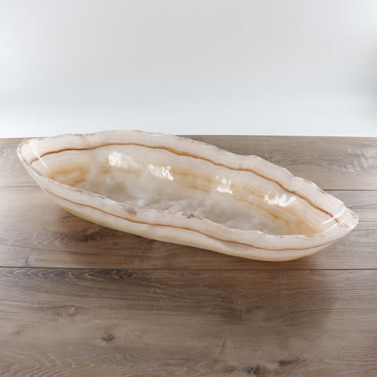 Mexican Onyx/Calcite Canoe Bowl 24"