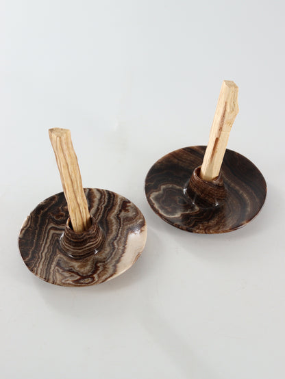 Chocolate and Yellow Zebra Onyx Palo Santo Holders Set of 10