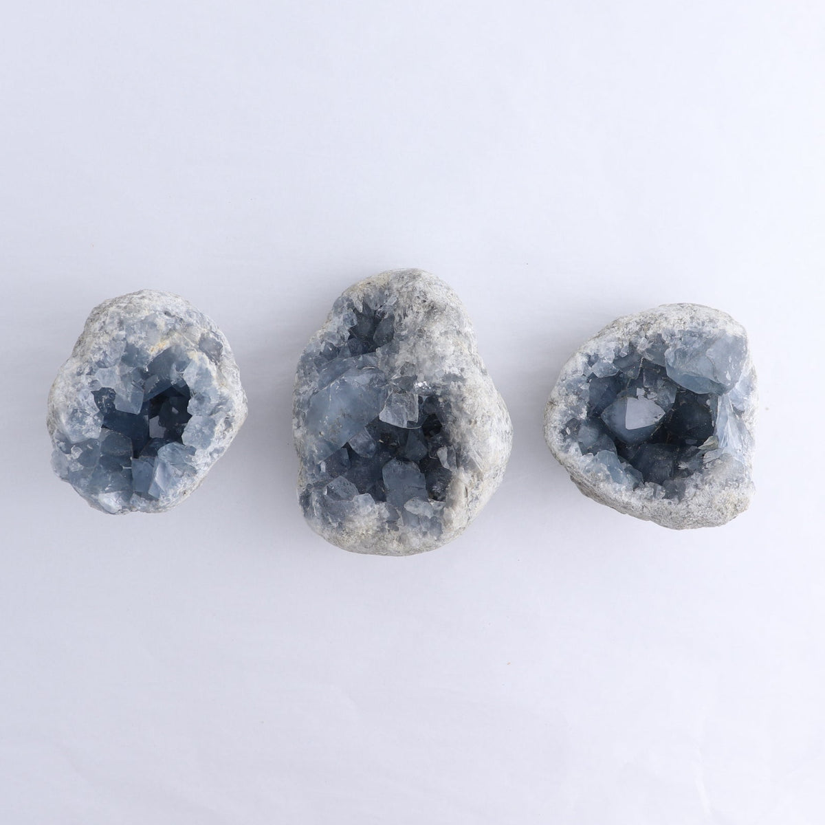 Celestite Clusters Set of 3 - wholesale crystals