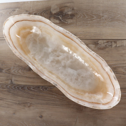 Mexican Onyx/Calcite Canoe Bowl 24"