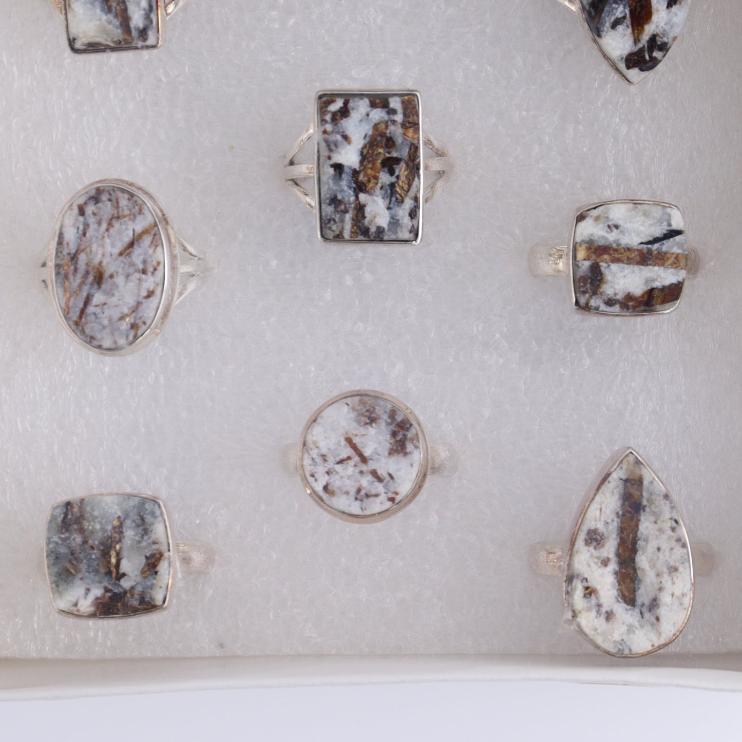 Astrophyllite Rings Set of 9 - Expert Wholesale and Supplier of Wholesale Crystals & Bulk Gemstones, ["Astrophyllite","close_50","India","Ring","rings","sterling silver"]