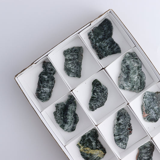 Seraphinite Slices Set of 12 - Expert Wholesale and Supplier of Wholesale Crystals & Bulk Gemstones, ["Seraphinite","Slices and Slabs"]