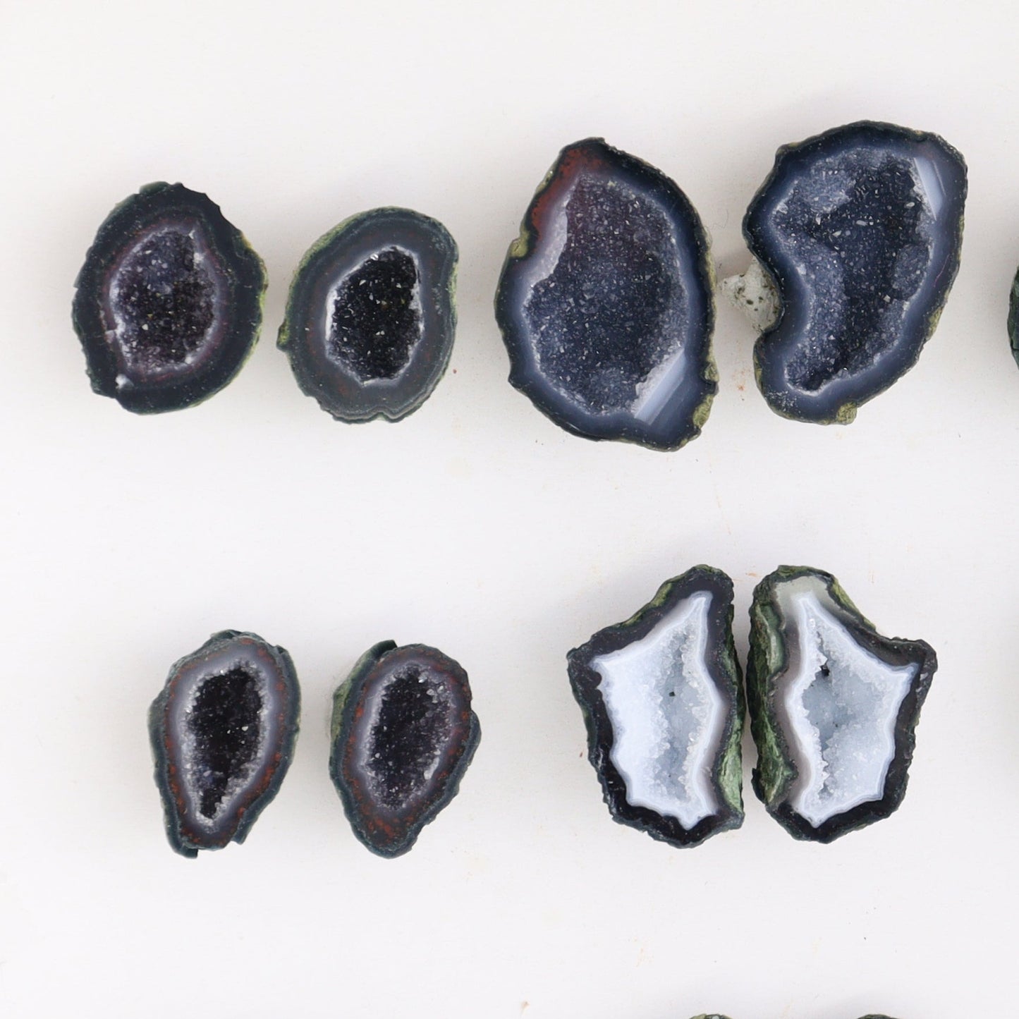 Tabasco Geodes 9 Pairs - Expert Wholesale and Supplier of Wholesale Crystals & Bulk Gemstones, ["Geodes","Tabasco Geode"]