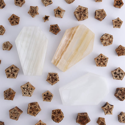 One White Onyx Coffin - Expert Wholesale and Supplier of Wholesale Crystals & Bulk Gemstones, ["Catalog Onyx","Coffins","Halloween","Mexico","onyx","Plates","White onyx"]