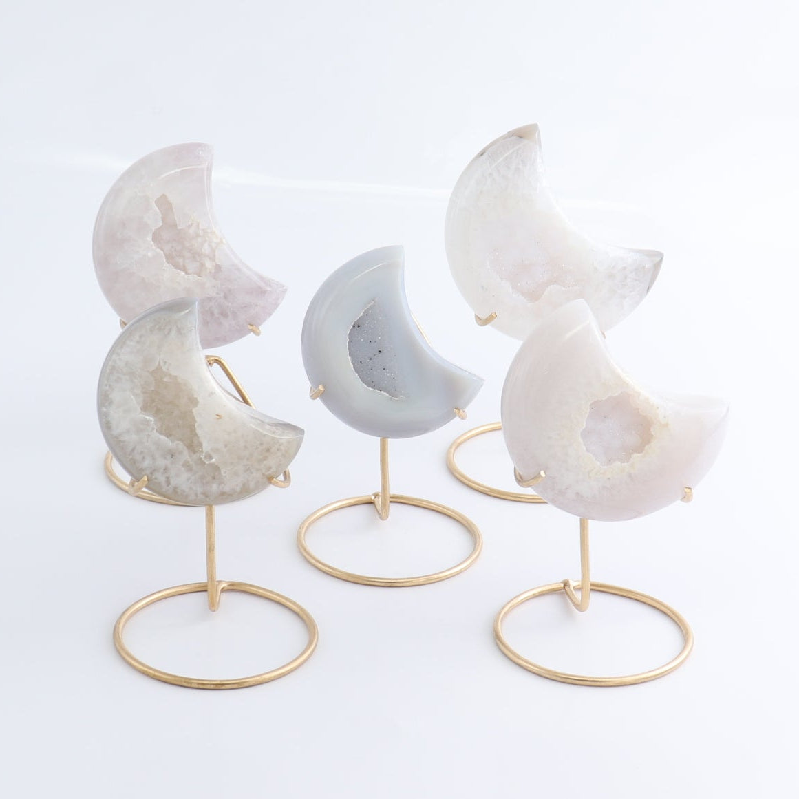 Agate Moons with Stand Set of 5 - Expert Wholesale and Supplier of Wholesale Crystals & Bulk Gemstones, ["Agate","Brazil","moons"]