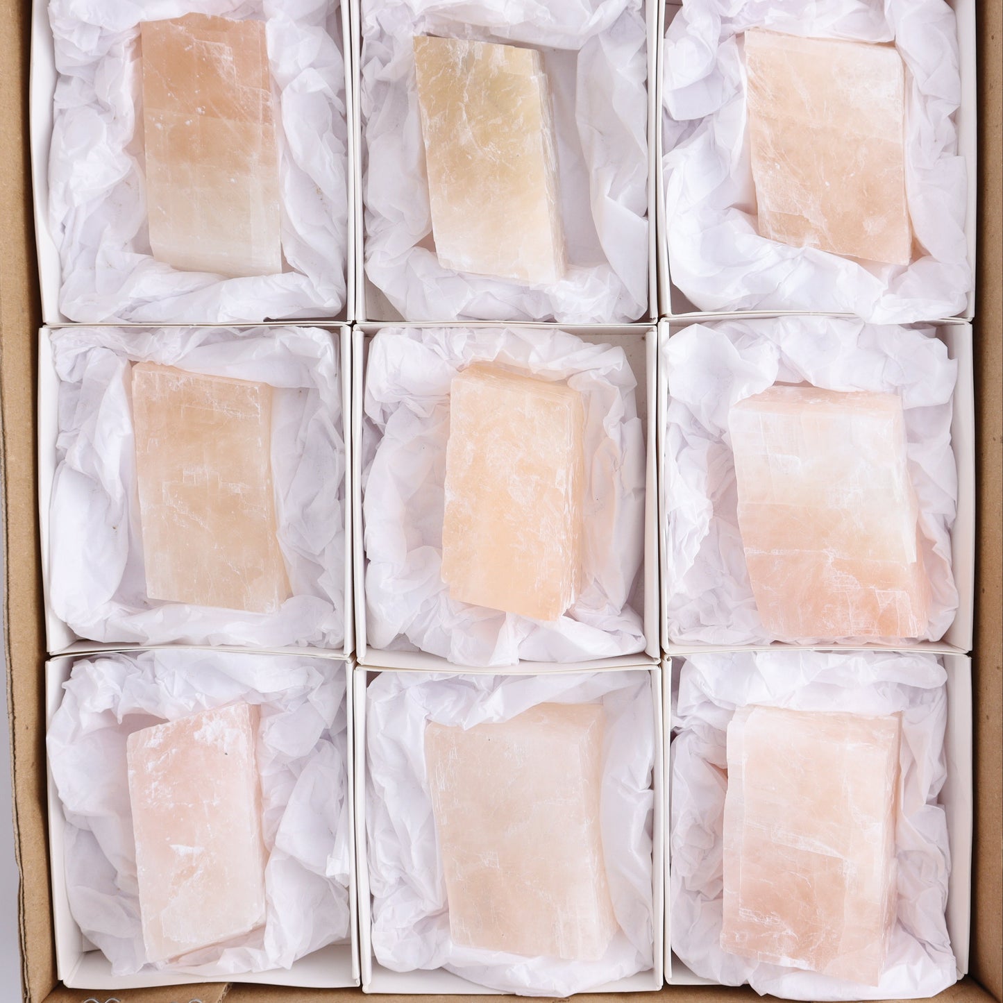 Pink Optical Calcite (Fluorescent) Set of 12 - Expert Wholesale and Supplier of Wholesale Crystals & Bulk Gemstones, ["Calcite","Mexico","Optical Calcite"]