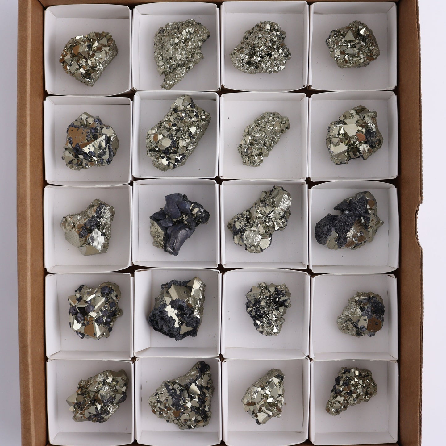 Octahedral Pyrite Clusters Set of 20 - Expert Wholesale and Supplier of Wholesale Crystals & Bulk Gemstones, ["Clusters","Octahedral Pyrite","Peru","Pyrite"]