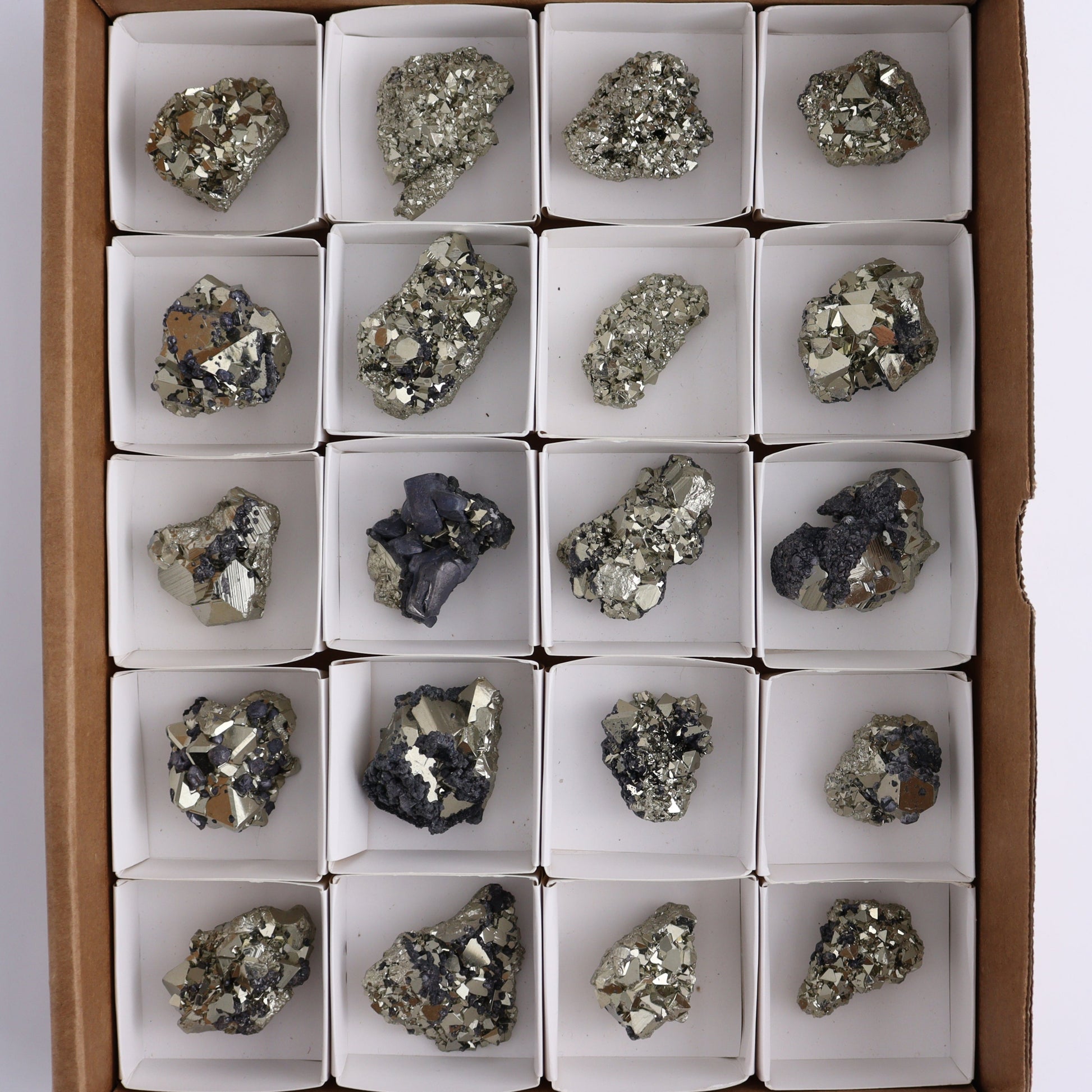 Octahedral Pyrite Clusters Set of 20 - Expert Wholesale and Supplier of Wholesale Crystals & Bulk Gemstones, ["Clusters","Octahedral Pyrite","Peru","Pyrite"]
