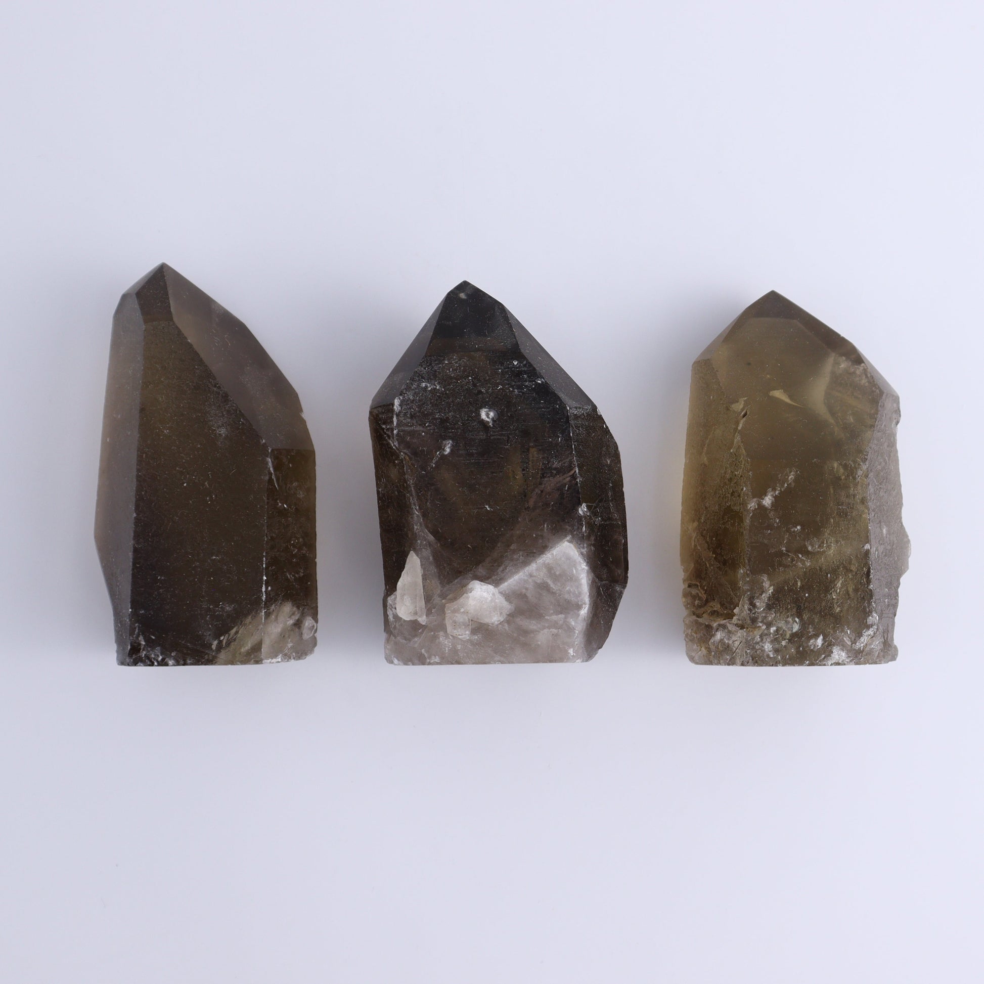Smoky Quartz Polished Tops Set of 18 - Expert Wholesale and Supplier of Wholesale Crystals & Bulk Gemstones, ["Brazil","close_70","Points","Quartz","Smoky Quartz"]