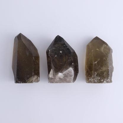 Smoky Quartz Polished Tops Set of 18 - Expert Wholesale and Supplier of Wholesale Crystals & Bulk Gemstones, ["Brazil","close_70","Points","Quartz","Smoky Quartz"]