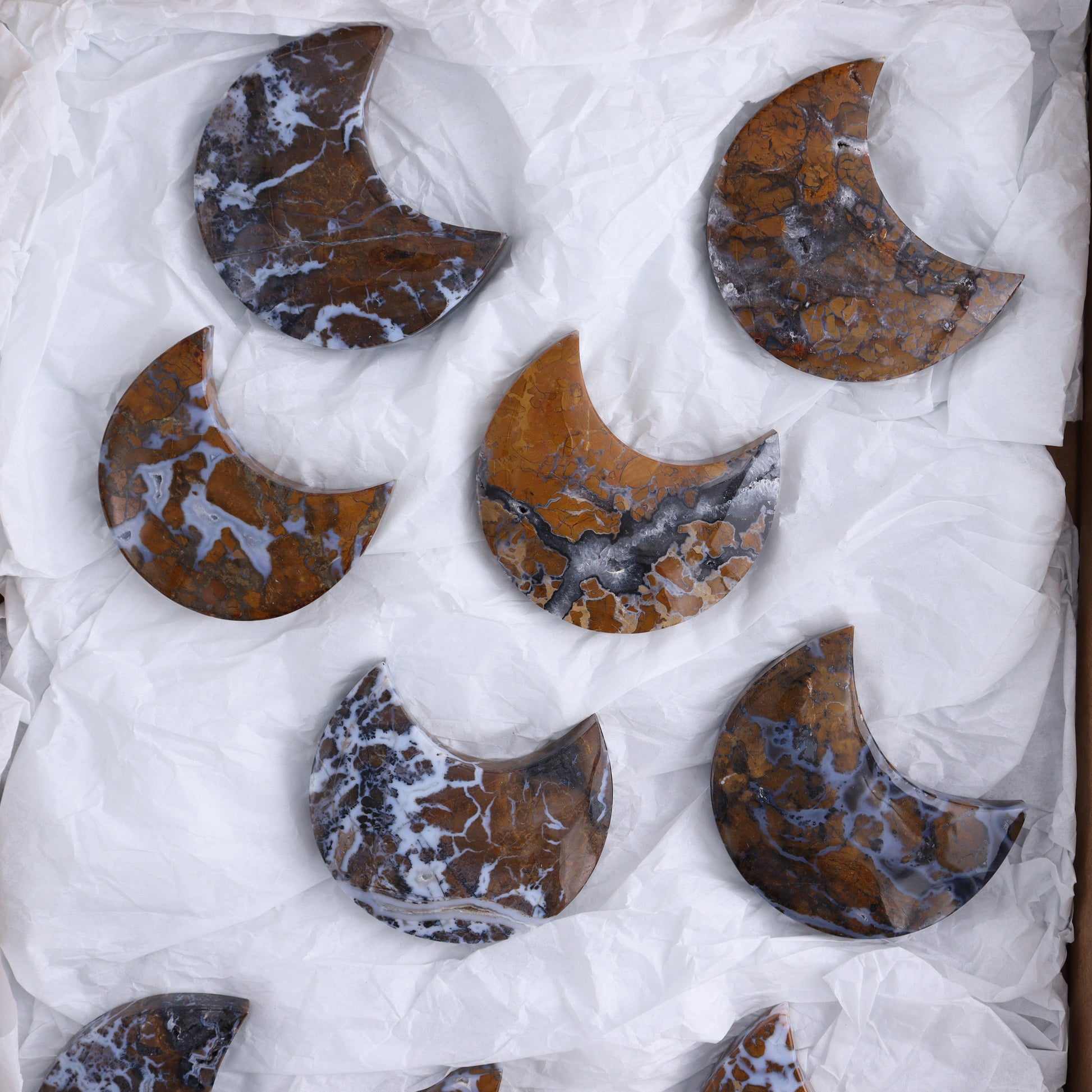 Brecciated Jasper Moons Set of 9 - Expert Wholesale and Supplier of Wholesale Crystals & Bulk Gemstones, ["Brecciated Jasper","Indonesia","moons"]