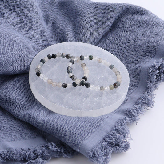 One Tourmaline in Quartz Faceted Bracelet