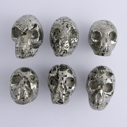 Pyrite Skulls Set of 6 - Expert Wholesale and Supplier of Wholesale Crystals & Bulk Gemstones, ["Hearts","Peru","Pyrite"]