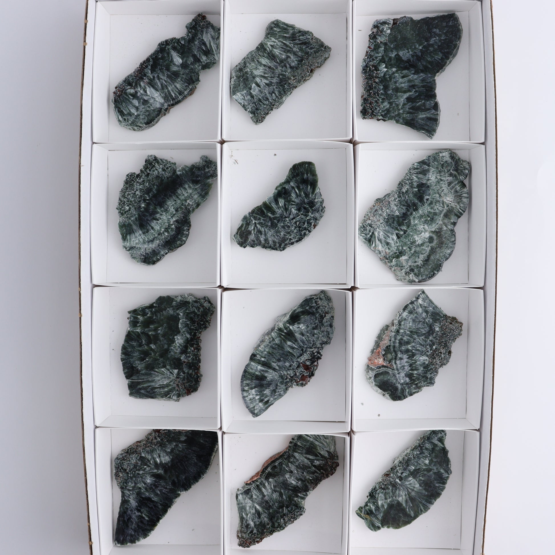 Seraphinite Slices Set of 12 - Expert Wholesale and Supplier of Wholesale Crystals & Bulk Gemstones, ["Seraphinite","Slices and Slabs"]