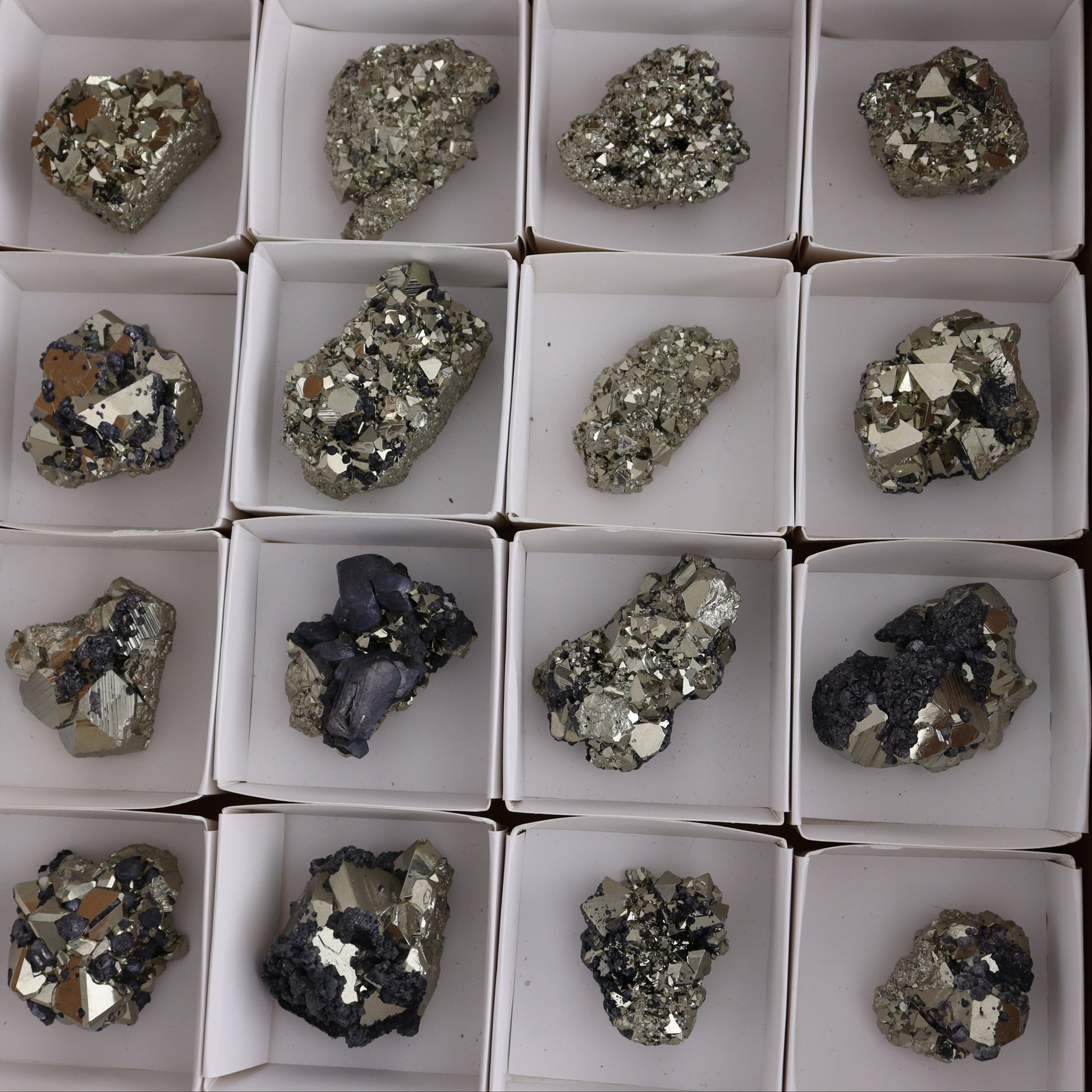 Octahedral Pyrite Clusters Set of 20 - Expert Wholesale and Supplier of Wholesale Crystals & Bulk Gemstones, ["Clusters","Octahedral Pyrite","Peru","Pyrite"]