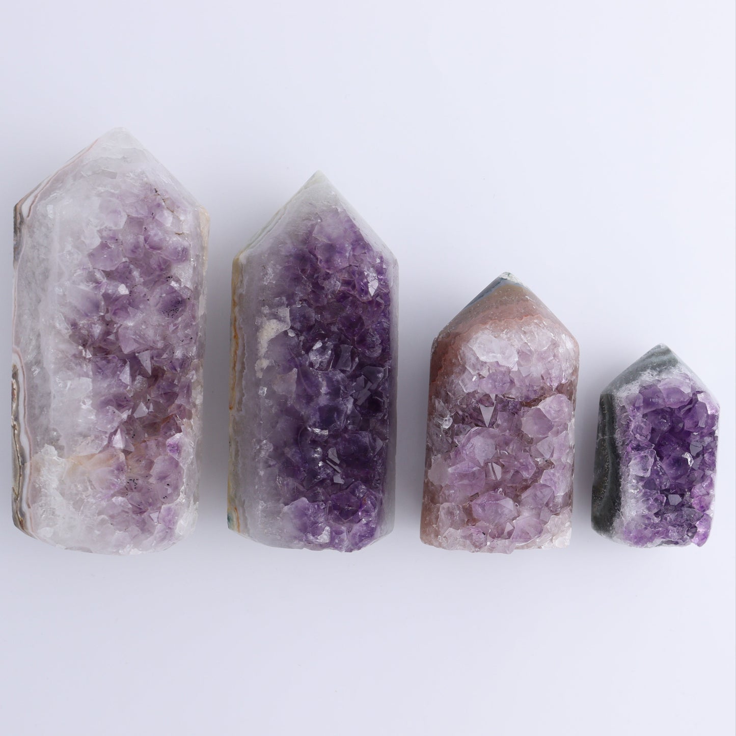 Uruguay Amethyst Towers Set of 4 - Expert Wholesale and Supplier of Wholesale Crystals & Bulk Gemstones, ["Amethyst","Towers","Uruguay"]
